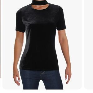 Tahari Black Velvet Cutout Top
